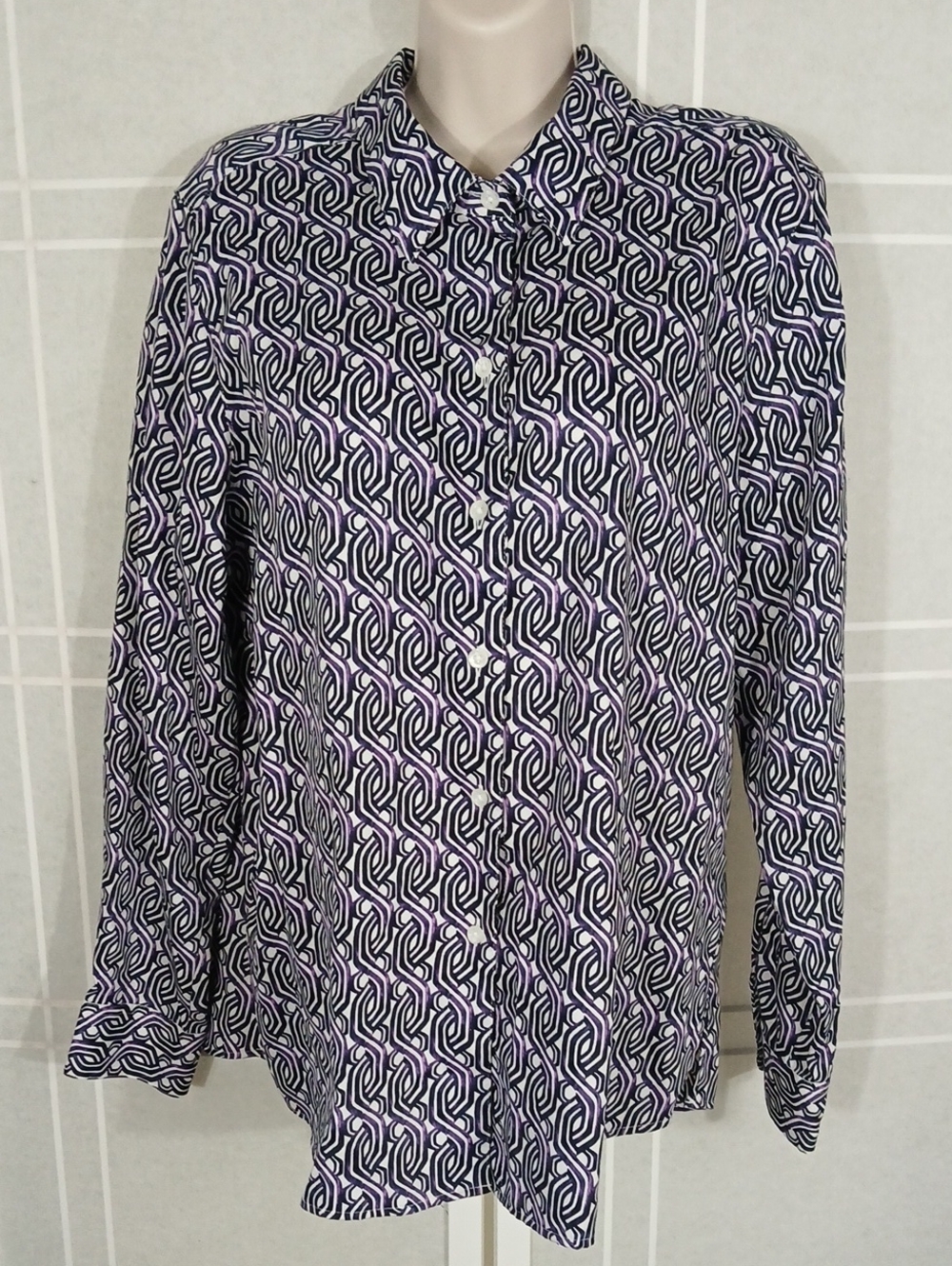 Foxcroft Wrinkle-free Abstract Print Buttondown 16